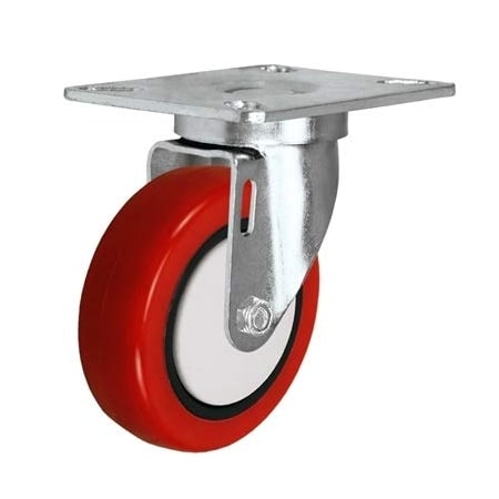 Casterhq 3"x1-1/4" Swivel Caster, RED Polyurethane ON POLYOLEFIN CORE Wheel 24CS314PPU34K-02